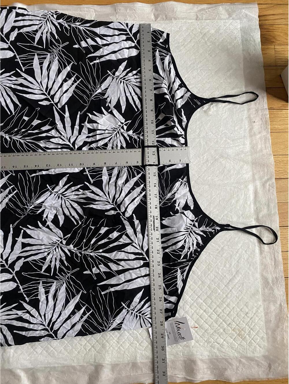 Joyspun Black and White Leaf Print Spaghetti Strap Dress 3X - Picture 10 of 12